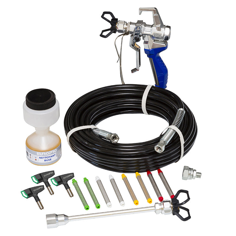 Kit de pulvérisation airless complet EuroSpray — pistolet, flexible et buses