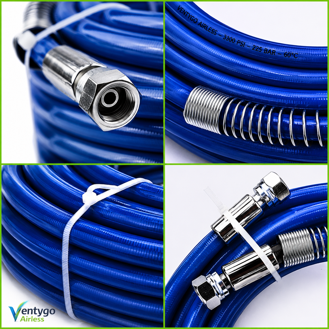 Flexible Airless Haute Pression 1/4" — Raccords Inox — 10 m & 15 m