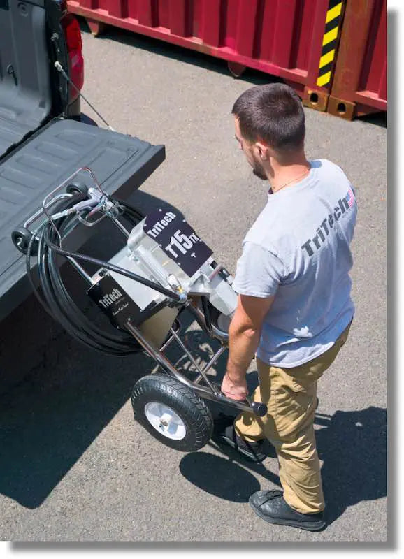 Pompe airless TriTech T15TX, détail béquille de maintenance